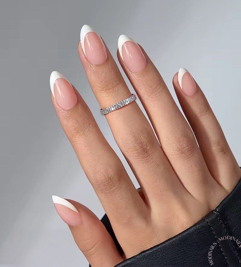 AKOFIC 24 Stück Press On Nails Kurz, Eckig Natur Nägel Zum